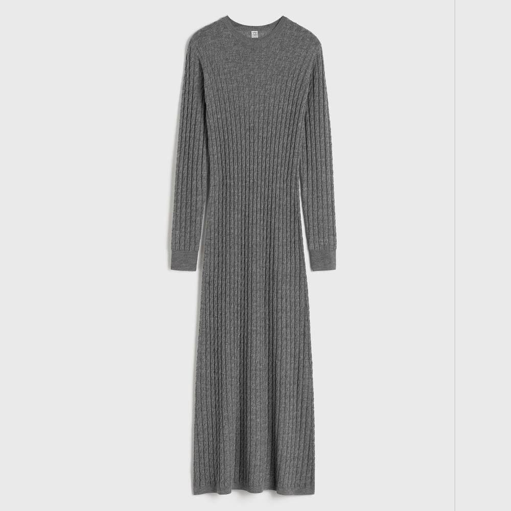 Toteme Cable Knit Dress Grey Melange
